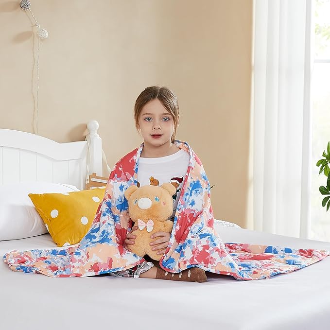 L'AGRATY Weighted Blanket - 40"x60" 10lbs Breathable Microfiber Material with Glass Beads Small Blanket for All-Season Summer Fall Winter Soft