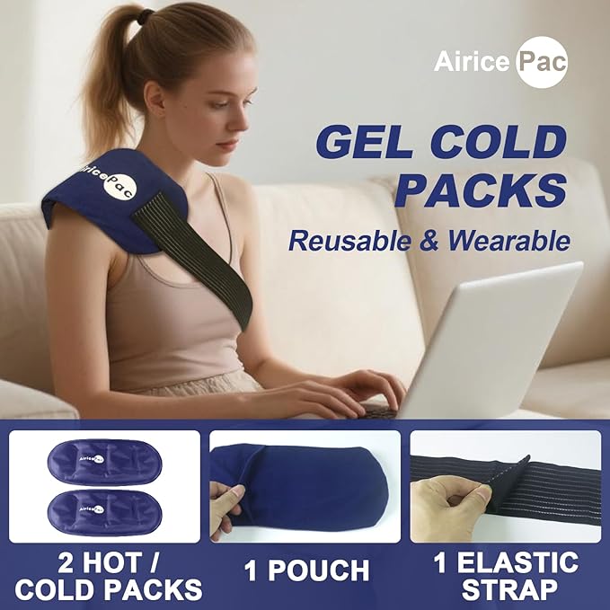 Ice Packs for Injuries Reusable (3-Piece Set) – Hot and Cold Ice Pack Therapy Gel Wrap Support – Supports Recovery, Joint and Muscle Pain – Knees, Back & More