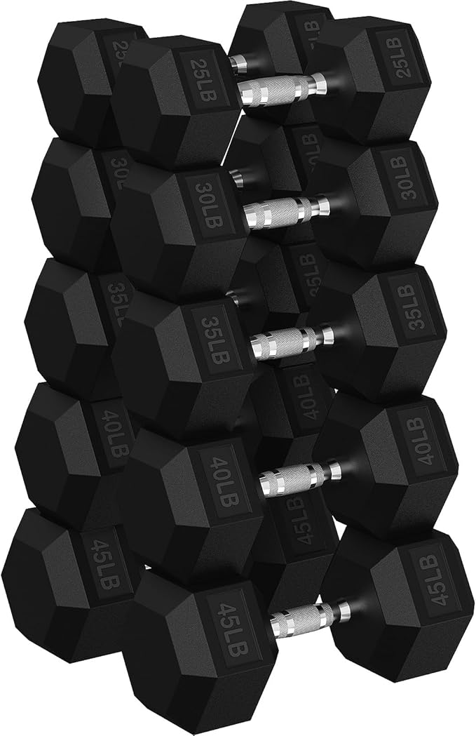 Hex Dumbbell Set, 30-480 lb Set Rubber Encased Exercise & Fitness Dumbbells, Weights Dumbbells Set, Hand Weight for Strength Training