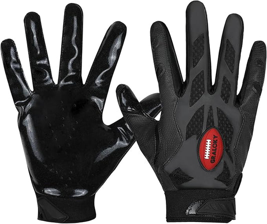 Football Gloves, Youth Football Gloves, Silicone Sticky Grip Football Gloves Men Women, Adult Football Gloves, Kids Football Gloves for Boys Girls, Football Receiver Gloves