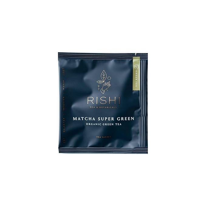 Rishi Tea Matcha Super Green Japanese Tea - Organic, Caffeinated Sachet Bags, Umami, Antioxidant Rich Sencha & Matcha Blend - 50 Count