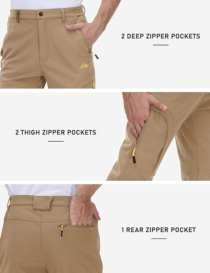TACVASEN Winter Pants for Men Fleece Lined Waterproof Pants Insulated Hiking Pant for Ski Snowboard Outdoor Work Hunting