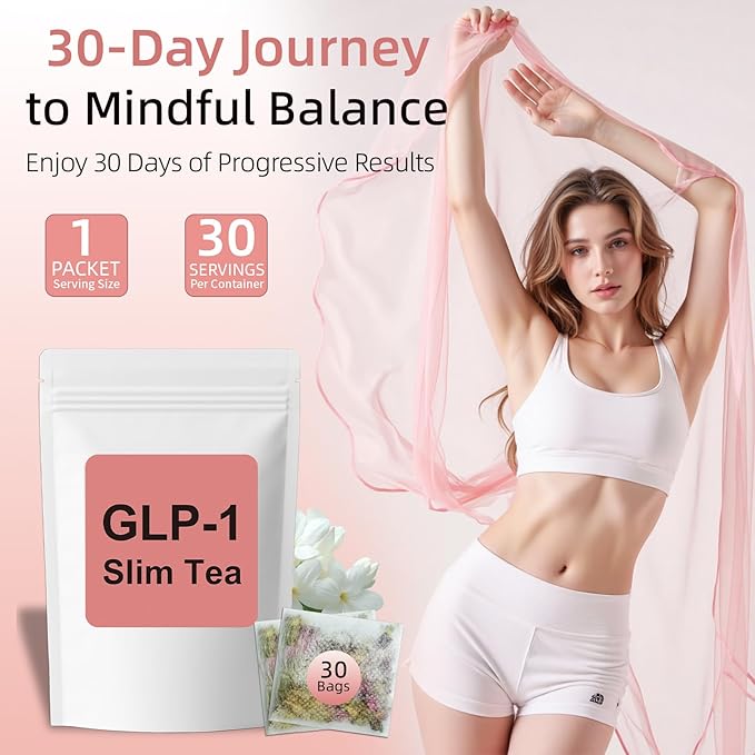 GLP-1 Detox Tea，7 Carefully Selected Plant-Based Ingredients to Complement Balanced Eating Habits,Yerba Mate, Cinnamon, Gardenia & More, No Sugar or Artificial Additives–30Tea Bags (1 Pack)