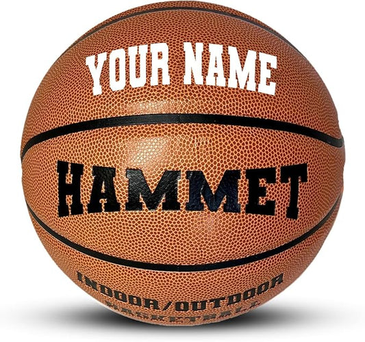 HAMMET Personalized Basketball - Customized Indoor and Outdoor Basketball with Your Name or Text - Ideal Gift for Son, Daughter, Boy or Girl