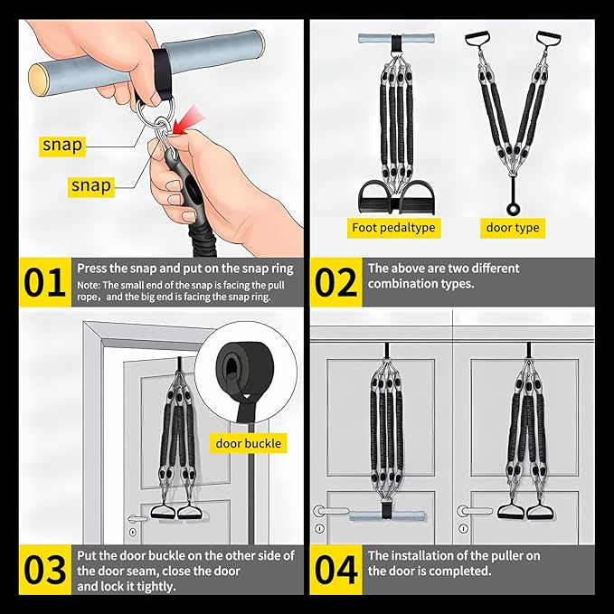 Multifunction Tension Rope, 2 Tubes Stretch Yoga Pedal Tension Strap, Adjustable Resistance, Tension Rope Fitness Equipment