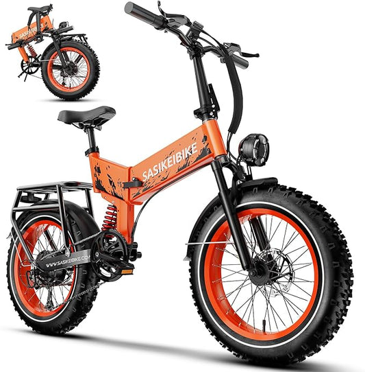 Folding Electric Bike for Adults, 20'' 1500W Peak Fat Tire Ebike, Up to 70 Miles 30+MPH Electric Mountain Bike with 52V 20AH Removable Battery, Dual Suspension, 7-Speed,UL Certified