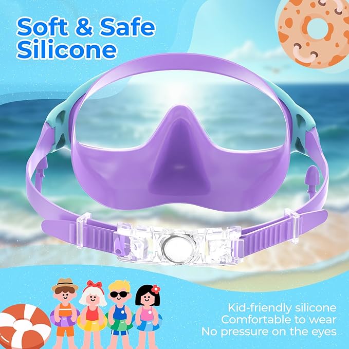 Swim Goggles for Kids 3-15 with Earplugs Large Frame Anti-Fog/UV Swimming Goggles for Boys Girls Toddler 2PCS