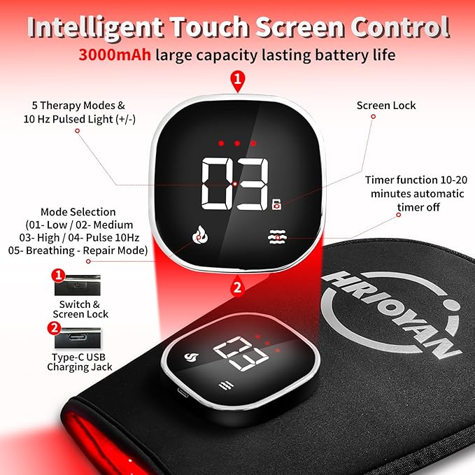 Cordless Red Light Therapy Glove,USB Rechargeable LED Infrared Light Therapy for Pain Relief,Red Light Therapy for Hands Palms Wrists and Elbows,660nm & 850nm,with Zipper Design