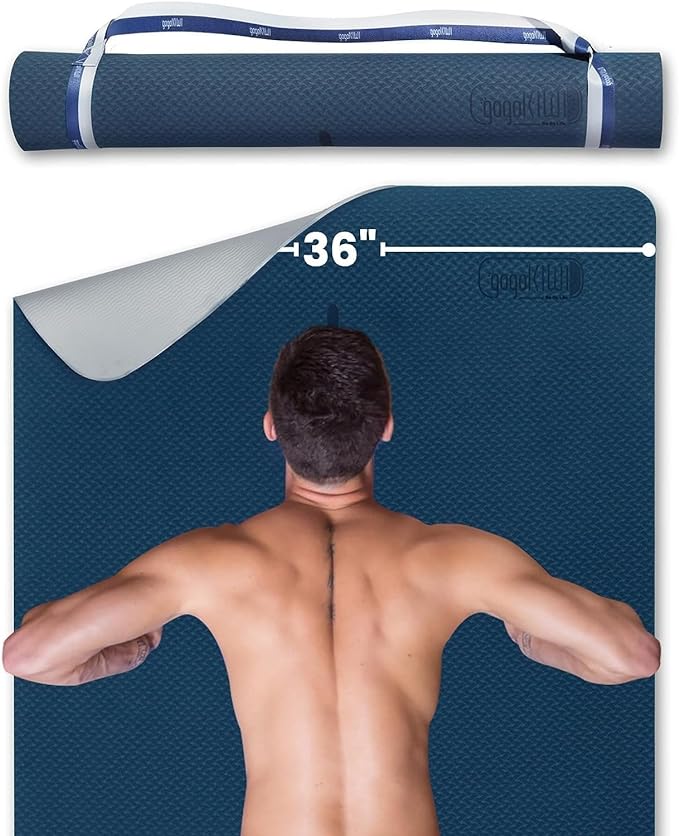 Extra Wide Yoga Mat for Men Women (72"L x 36"W) Non Slip Fitness & Exercise Mat with Alignment Marks for Yoga, Pilates, Floor Workouts