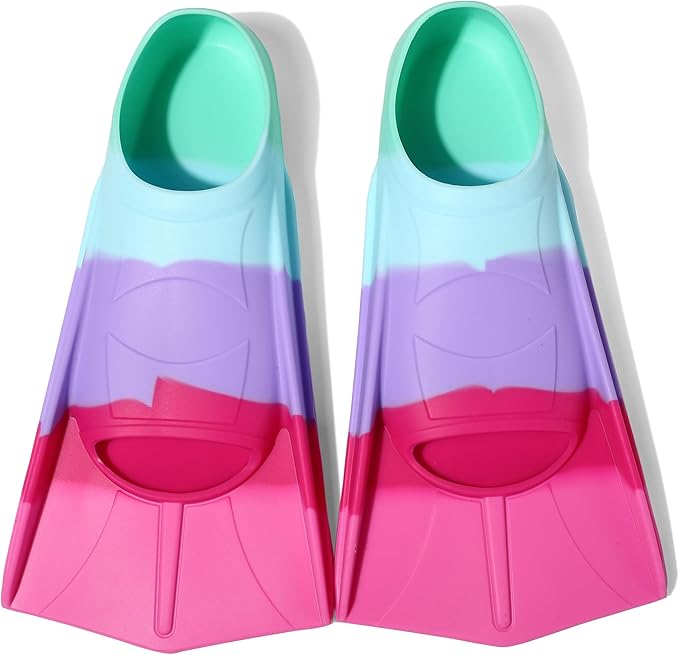 Kids Swim Fins,Short Comfortable Flippers for Lap Swimming and Training for Child,Girls,Boys,Beginners