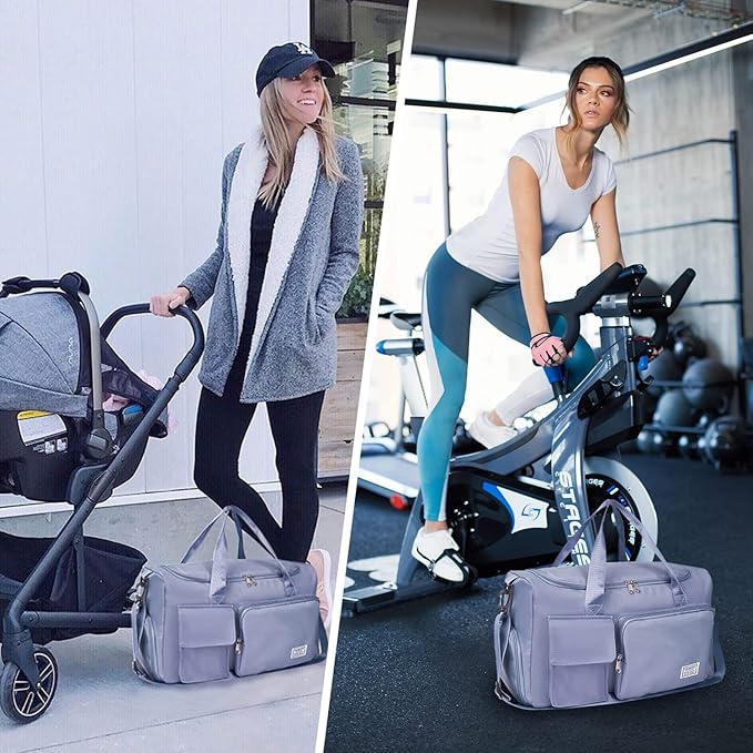 FIORETTO Women's Gym Duffle Bag with Shoes Compartment, 37L Capacity, Ideal for Travel, Gym, Sports, Duffel, Weekender