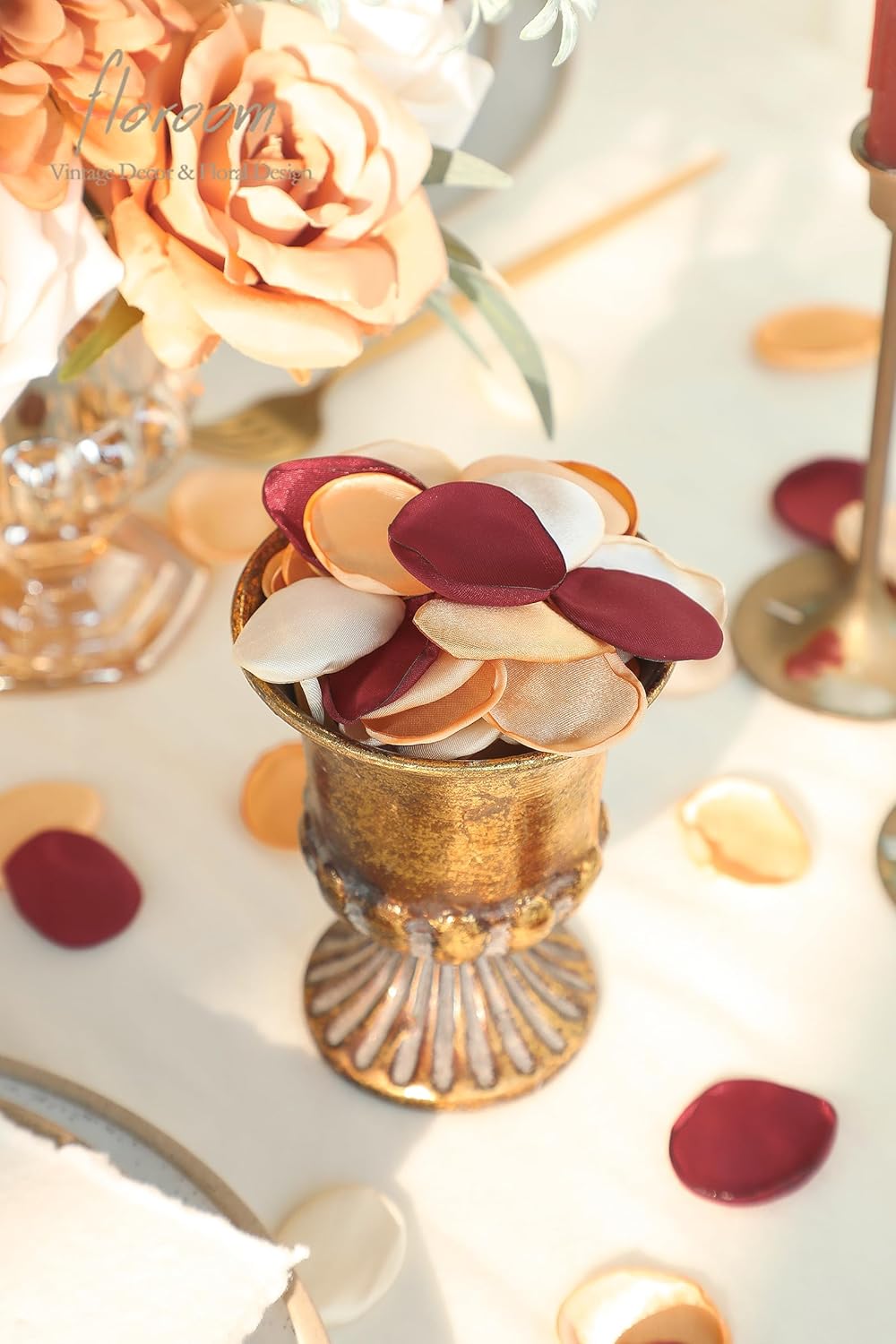 Floroom 300pcs Rose Petals Chic Terracotta Faux Silk Flower Petals Burnt Orange for Wedding Flower Girl Basket Aisle Scatter Table Centerpieces Party Confetti Bridal Shower Romantic Night Decoration