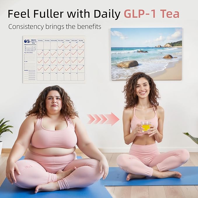 GLP-1 Herbal Tea，7 Precious Ingredients Formula to Complement Balanced Eating Habits, Yerba Mate, Cinnamon, Gardenia & More, No Sugar or Artificial Additives–30 Tea Bags (1 Pack)