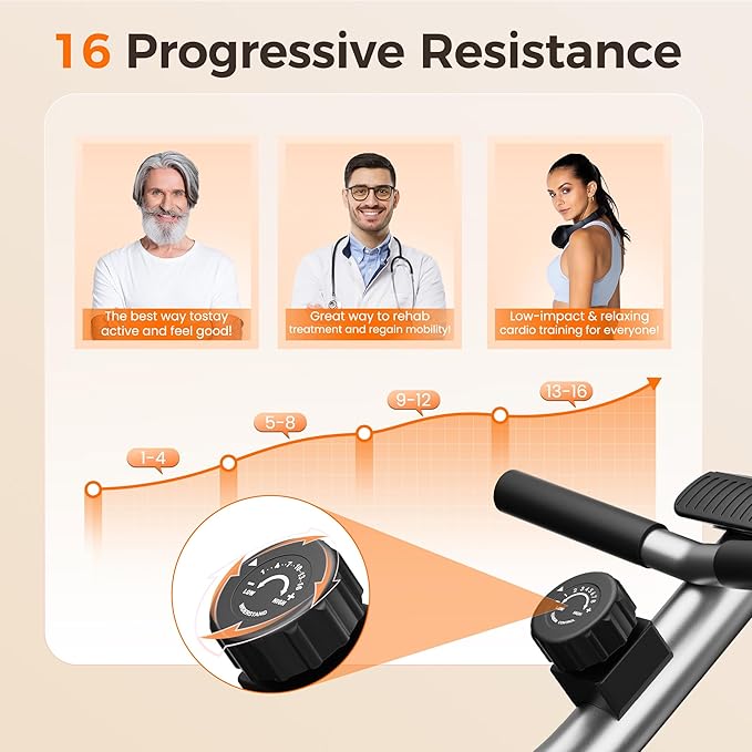 YOSUDA Recumbent Exercise Bike for Home，Magnetic Staionary Bike for Seniors/Adults with Adjustable Seat, 350LB Capacity, 16-level Resistance, LCD Monitor & Pulse Sensors