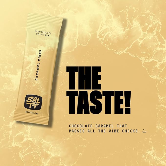 Keto Chow SALTT Electrolytes Powder Packets, Caramel Vibes (30 Hydration Packets) - Magnesium, Potassium, Sodium, Trace Minerals - Vegan, Gluten Free, Sugar Free - Travel Essentials - Made in USA