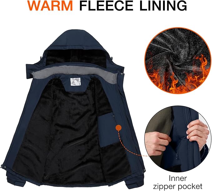 CAMEL CROWN Men's Mountain Ski Snow Jacket Waterproof Winter Coat Snowboarding Windbreaker Windproof Warm Hooded Snow Coat