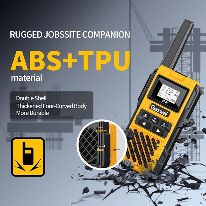 G1pro IP67 Waterproof Floating Walkie Talkies Long Range for Adults,Heavy Duty Two Way Radio with Double Watch,FM Radio,VOX,USB-C,SOS & NOAA Weather Alerts,Rechargeable Lithium Battery(4 Pack)