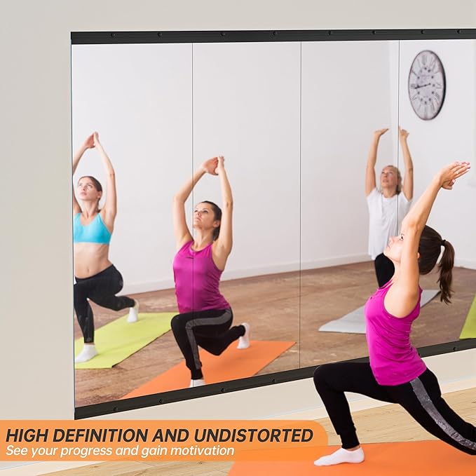 Hasipu 71''x31'' Home Gym Mirror Large Full Length Wall Mounted Full Body Mirror for Yoga Dance Fitness Exercise Studio Bedroom Garage, Frameless Tempered Glass Workout Mirrors Black Rectangular
