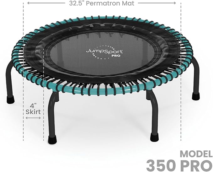 JumpSport 350 PRO Indoor Heavy Duty Fitness Trampoline, 39-inch | 36 Premium EnduroLast 4 Elastic Cords | Customized Bounce with 7 Settings | 300 lb Wt. Rating | 60-Day Free Trial to 350+ Videos