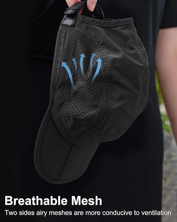 GADIEMKENSD Mens Folding Outdoor Hat Long Brim UPF 50+ Sun Protection