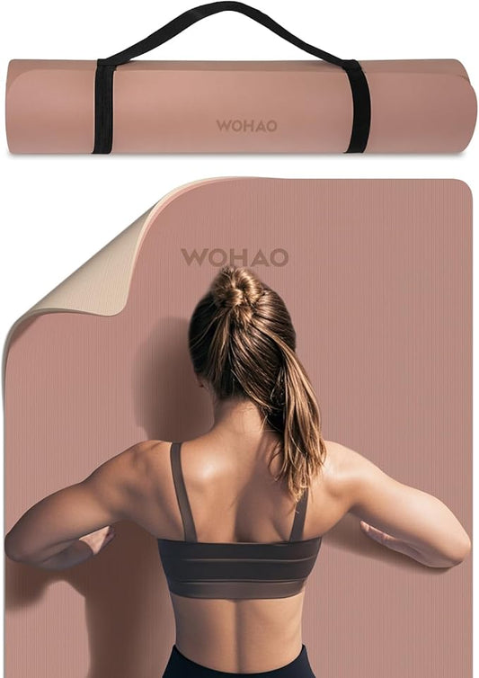 Extra Thick 8mm Yoga Mat, 72"x28" Non Slip Exercise Mat, Reversible 2-Sided Dual Color Premium POE Material, with Carrying Strap for Yoga, Pilates, Home Gym