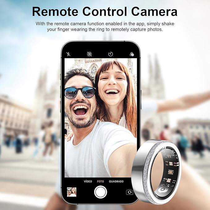 Health Tracker Smart Ring for Men Women-IP68 Waterproof Sleep Tracker with Heart Rate/Blood Pressure/Blood/Physiological Cycle/Oxygen Tracking, Step Counter, iOS & Android Compatible (8#)