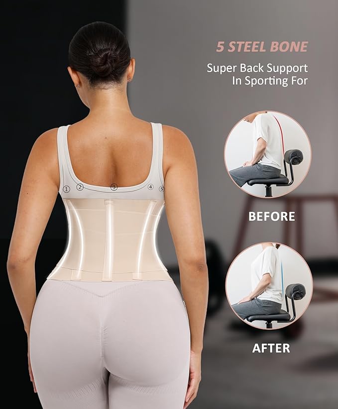 FeelinGirl Waist Trainer Belt Waist Cincher Trimmer Ab Belt Tummy Control Body Shaper with Triple Wrap Women and Men