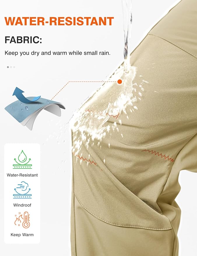 TBMPOY Men's Snow Ski Hiking Pants Waterproof Winter Fleece Lined Pants Camping Skiing Ice Fishing Pants with Belt