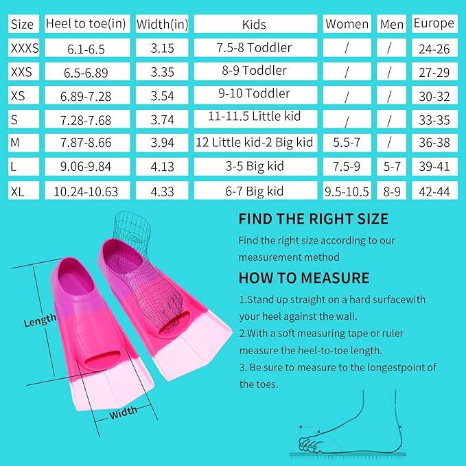 Kids Swim Fins,Short Comfortable Flippers for Lap Swimming and Training for Child,Girls,Boys,Beginners