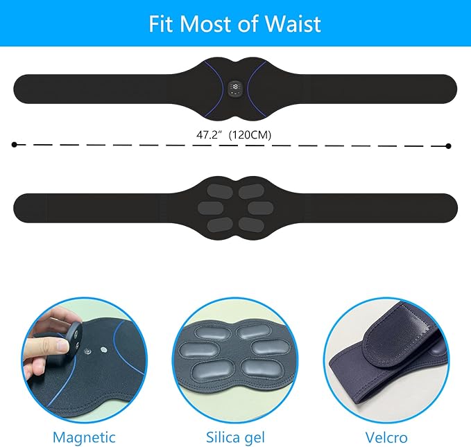 FDA Cleared, ABS Stimulator - EMS Muscle Stimulator, Portable Muscle Training for Abdomen, Abdominal Toning Belt, Fitness Ab Workout Equipment for Women and Men, Black Blue
