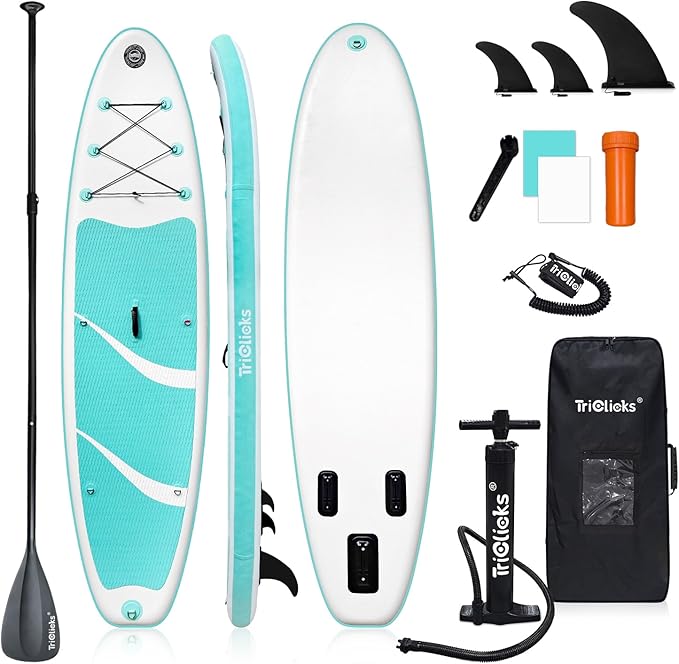 10' Inflatable Stand Up Paddle Board, Ultra-Light Wide Yoga Board for All Skill Levels with Premium SUP Paddleboard Accessories, 84L Waterproof Bag, Non-Slip Comfort Deck for Youth & Adults