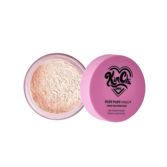 KimChi Chic Puff Puff Pass Mini Translucent Set of 3 - Lightweight Loose Setting Powder with Rice Powder & Vitamin E, Oil Absorbing for All-Day Wear, 5g