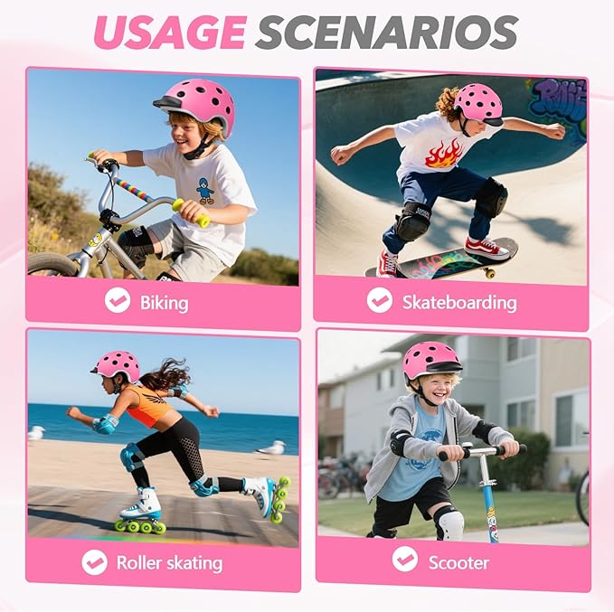 Kids Bike Helmet for 5-8-14 Kids Skateboard Helmet Boys Girls Child Youth Adjustable Lightweight Ventilation and Multi-Sports Scooter Cycling Roller Balance Bike