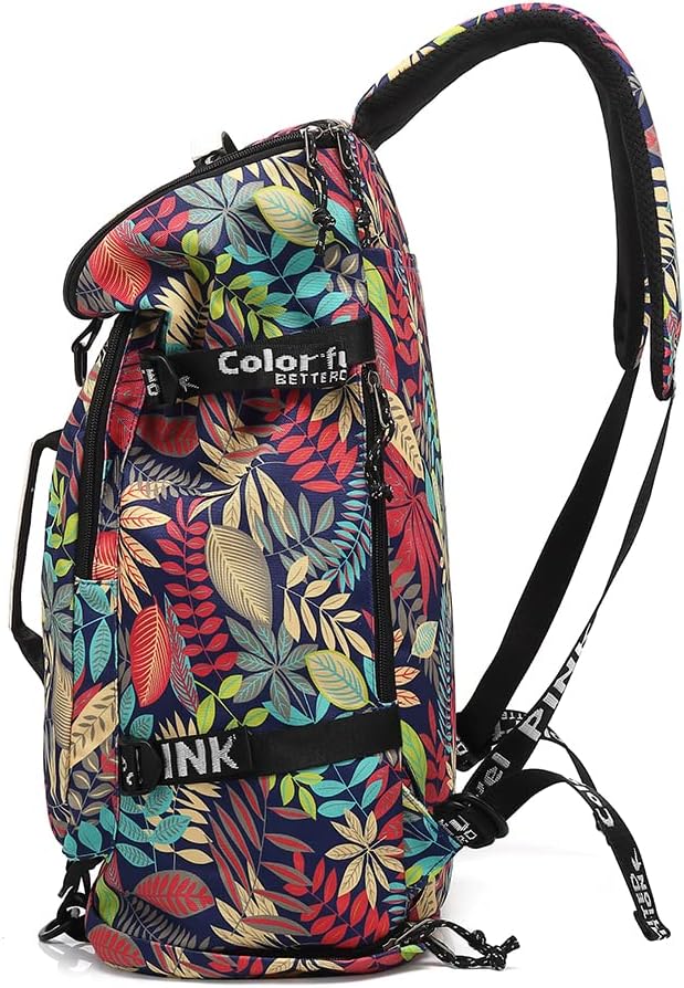 Kalesi Floral Gym Duffle Bag Backpack 4 ways for Women Waterproof with Shoes Compartment for travel Sport Hiking laptop Lightweight