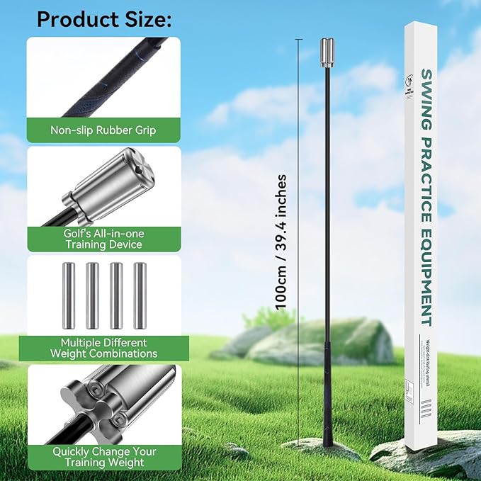 Golf Swing Trainer Aid, Weighted Golf Grip Trainer for Improve Swing Speed and Chipping Hitting, Adjustable Weight System for Golf Speed Training Warmup Aid for Men and Woman