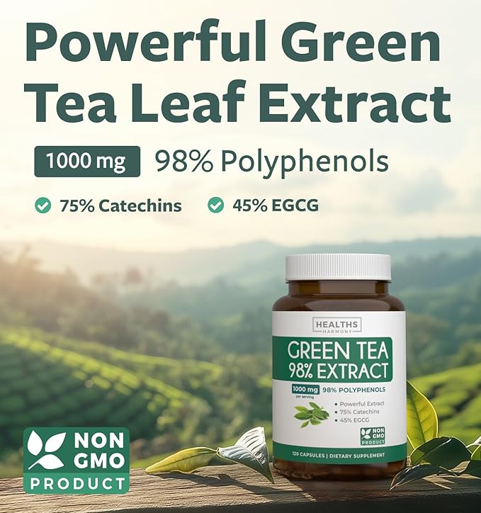 EGCG Green Tea Extract Capsules - Super High Potency Green Tea Pills Antioxidant Rich Formula Packed with Polyphenols Catechins & EGCG - 500mg Per Capsule - Non-GMO & Made in the USA (2 Month Supply)
