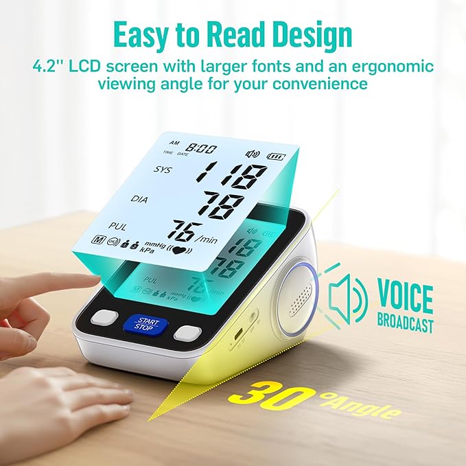 Runstar Upper Arm Blood Pressure Monitor with Wide Range Cuff (8.7'' -16.5'') for Home Use FSA/HSA Eligible, Automatic Digital BP Machine with Storage Bag, 2x99 Reading Memory