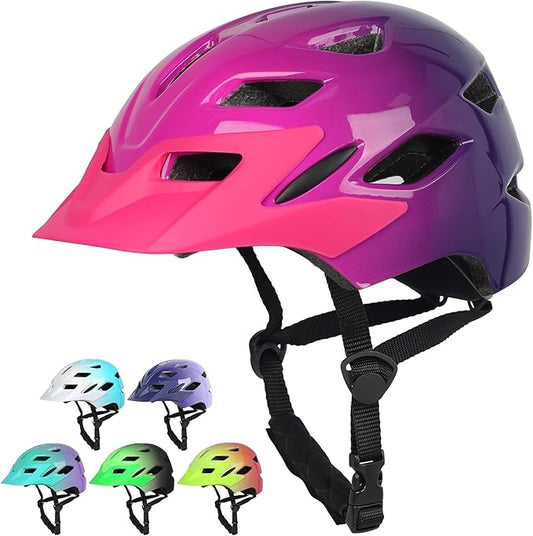 Kids Bike Helmet,Bavilk Kids Boys Girls Bike Helmets with LED Light Detachable Visor Children Youth Teen Multi-Sport for Skating Cycling Scooter Skateboard Adjustable & Lightweight 19.7"-22.4"