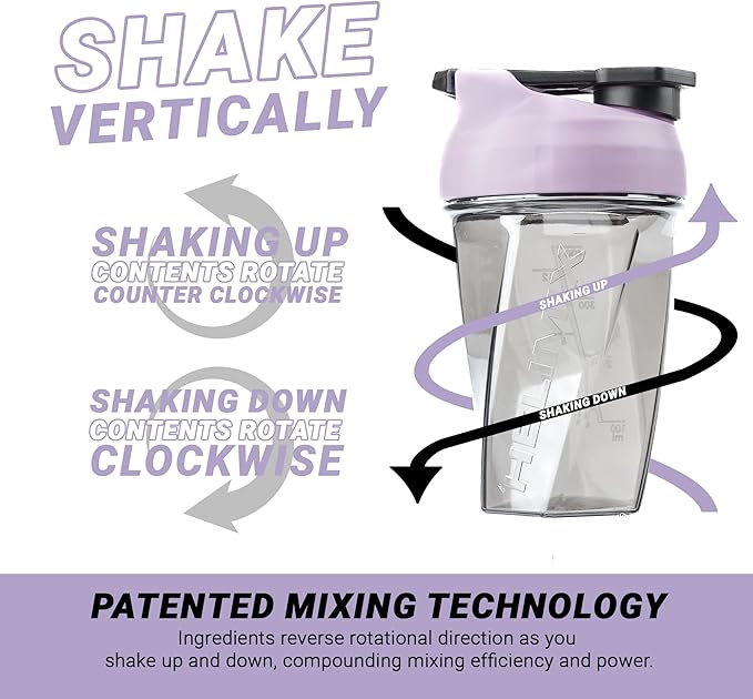 HELIMIX 1.5 Vortex Blender Shaker Bottle Holds Upto 20oz | No Blending Ball or Whisk | USA Made | Portable Pre Workout Whey Protein Drink Shaker Cup | Mixes Cocktails Smoothies Shakes | Top Rack Safe