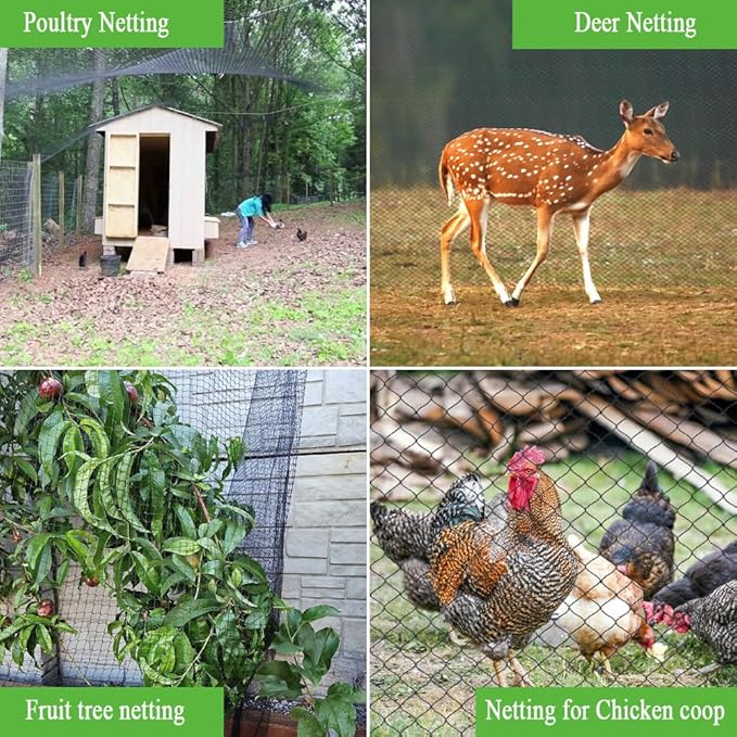 Bird Netting 15x40 Ft, 1/2In Mesh Heavy Duty Garden Netting Pest Barrier for Plants, Fruit Trees, Vegetables, Extra Strong Woven Mesh Netting, Animal Fencing Against Birds, Deer, Poultry