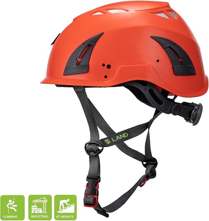 Land Helmets ClimbPro Safety Helmet for Rock Climbing – Lightweight & Durable Hard Shell with Adjustable Chin Strap and Accessory Slots – Ideal for Indoor & Outdoor Adventure