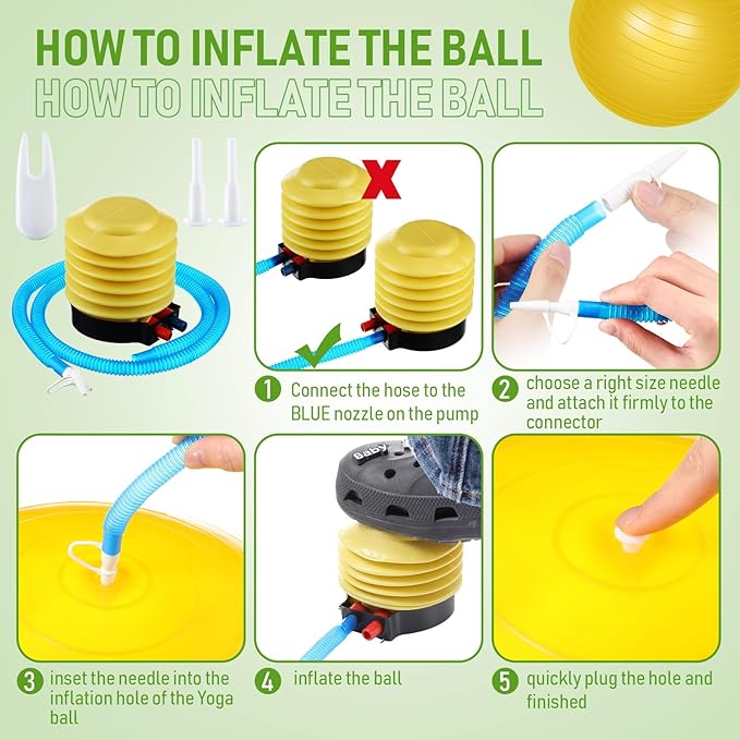 Leyndo 2 Pcs Yoga Ball Exercise Ball Large 26 Inch Exercise Anti Burst Birthing Fitness Ball with Pump, 26 Inches/ 65 cm for Improved Posture, Balance, Yoga, Pilates, Training