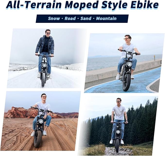 Electric Bike for Adults, Fat Tire EBike, 36V 10.4Ah Removable Battery, 500W Upgrade Motor, 20MPH Commuter Bike, V8 Mini Electric Bicycle for Mountains, Snow, Sand, Road