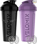 '-2 Pack- 28 oz Protein Shaker Bottles for Protein Mixes - 2x Wire Whisk | Leak Proof Shaker Cups for Protein Shakes | Protein Shaker Bottle Pack | Shakers for Protein Shakes-Purple&Black