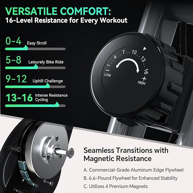 Foldable Exercise Bike Stationary Bikes for Home, 5 IN 1 Indoor Workout Bike, Cycling Bike with 16-Level Quiet Magnetic Resistance, 6.6 LBS Flywheel and 300LBS Capacity, 2025 Designed 817 X-bike