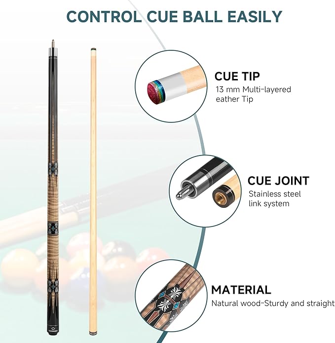 HomeSeason Pool Cue Stick 57" Billiard Cue Sticks Professional Low Deflection Pool Sticks
