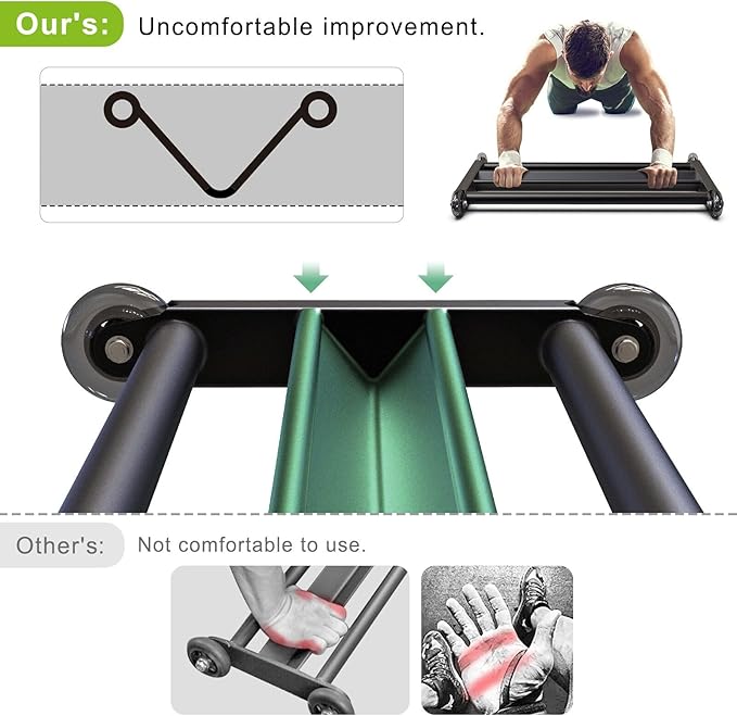 Glute Ham Glider, Multi-Functional Hamstring Roller with Smooth Wheels, V-Bar for Hamstring Curls, Ab Glider Workout & Core Strength Training