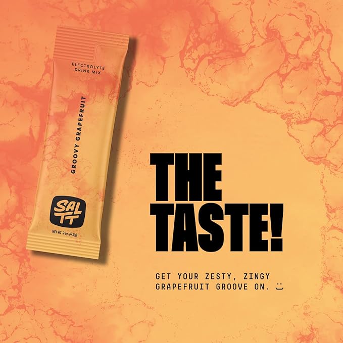 Keto Chow SALTT Electrolytes Powder Packets, Groovy Grapefruit (30 Hydration Packets) - Magnesium, Potassium, Sodium, Trace Minerals - Vegan, Sugar & Gluten Free - Travel Essentials - Made in USA