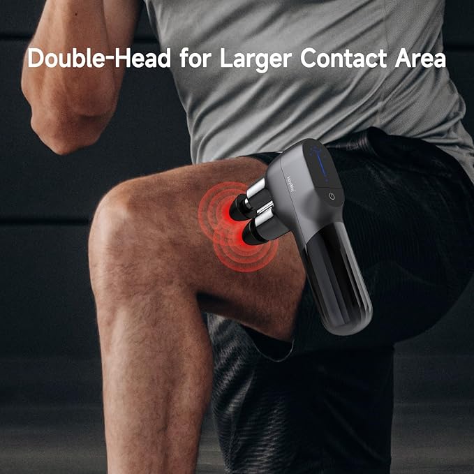 Mini Massage Gun with Double-Head, Deep Tissue Percussion Muscle Massage Gun for Relaxation, Portable Handheld Massager Gun for Athletes Relieving Pain, Soreness and Stiffness