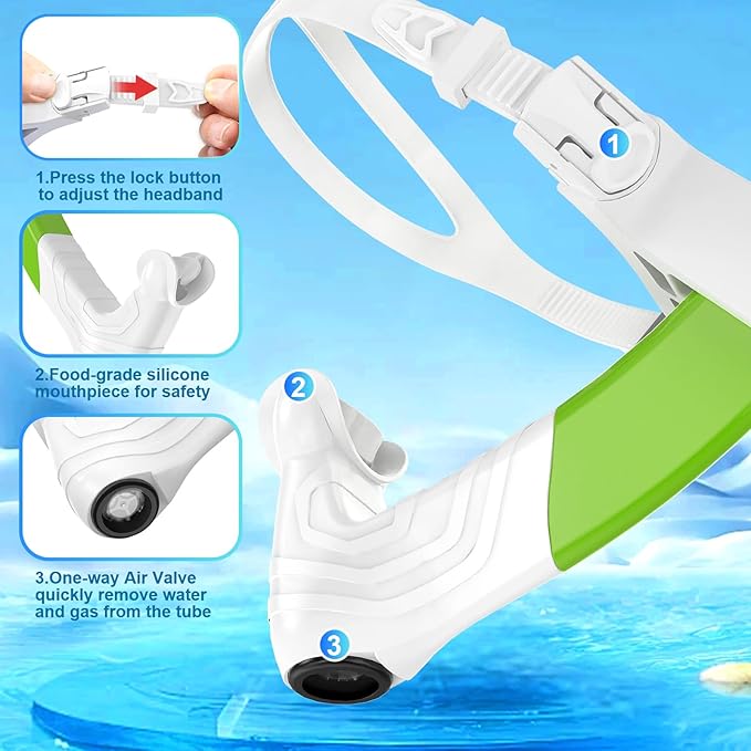 Greatever Detachable Portable Snorkel for Lap Swimming Unisex-Adult Silicone Adjustable Headband One Way Exhaust Valve